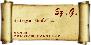 Szinger Gréta névjegykártya